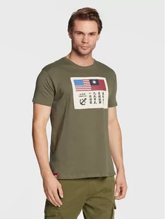 Koszulki męskie - Alpha Industries T-Shirt Usn Blood 108507 Zielony Regular Fit - grafika 1