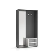 Inne meble biurowe - PLAN Ścianka na ubrania (wieszak) ze zwierciadłem, 2 haczyki, grafit/biały 6101296 - miniaturka - grafika 1