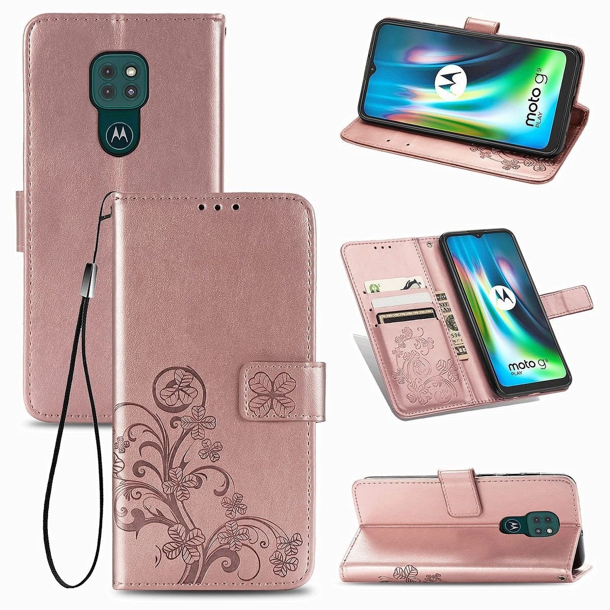Etui na telefon komórkowy Pokrowiec ochronny Etui z klapką Uchwyt na kartę Kwiaty, Kolor: różowy, Wybierz model: Samsung Galaxy A32 5G