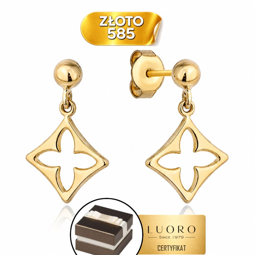 KOLCZYKI ZŁOTE 585 14K KONICZYNKA WISZĄCE NA SZTYFCIE 19 MM ELEGANCKIE