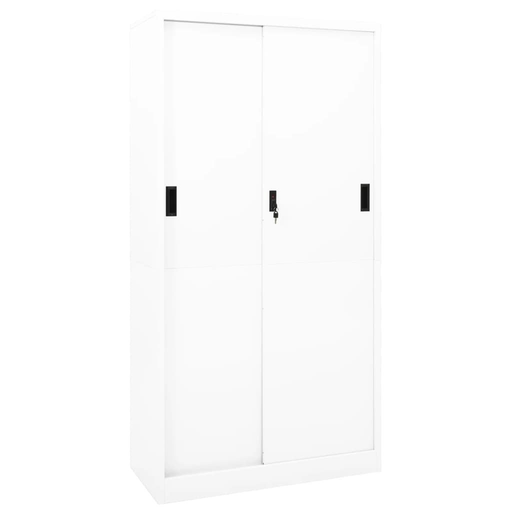 Szafa biurowa z drzwiami przesuwnymi biała 90x40x180 cm stalowa