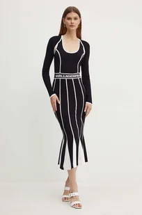 Karl Lagerfeld sukienka kolor czarny midi prosta 245W1330 - Sukienki - miniaturka - grafika 1