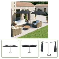Parasole ogrodowe - The Living Store Podwójny parasol ogrodowy - stalowy słupek - antracyt - 600x300 cm - Parasol Ogrodowy - miniaturka - grafika 1