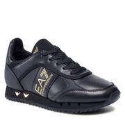 Sneakersy damskie - Emporio Armani Sneakersy EA7 X8X119 XK291 R384 Triple Blk/Gold Eobu - miniaturka - grafika 1