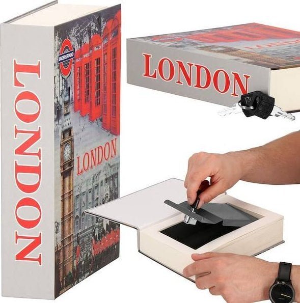 Springos Kasetka na pieniądze 22x15,5x4,5 cm metalowy sejf książka