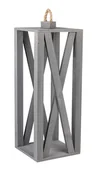Świeczniki - SZARY LAMPION DREWNIANY / LATARENKA 19,5x19,5x50/53/58 cm TIN TOURS - miniaturka - grafika 1
