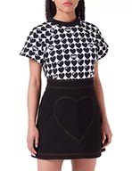 Sukienki - Love Moschino Damska mini sukienka z nadrukiem maxi z motywem serca, czarna, 38, czarny, 38 - miniaturka - grafika 1