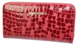Portfel Damski Skóra Naturalna Lakierowana GREGORIO Duży Piórnik FS 119 CIEMNY CZERWONY 19.5 x 10.5 x 2 [cm] - Portfele - miniaturka - grafika 3