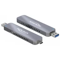 Obudowy i kieszenie na dyski twarde - DeLOCK Kieszeń OBUDOWA SSD ZEWNĘTRZNA M.2 NVME USB TYPE-C 3.1/USB-A GEN 2 SREBRNA 42616 - miniaturka - grafika 1