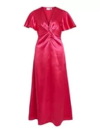 Sukienki - Vila Damska sukienka Visittas z dekoltem w serek S/S Maxi Dress-Noos, różowy, 44 - miniaturka - grafika 1