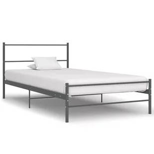 vidaXL Rama łóżka, szara, metalowa, 100 x 200 cm - Łóżka - miniaturka - grafika 1