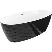 Wanny - Mexen Olea wanna wolnostojąca wzór 170 x 80 cm, biała/czarna, przelew chrom - 52821708075-01 - miniaturka - grafika 1