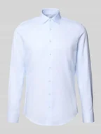 Koszule męskie - Koszula biznesowa o kroju slim fit z bawełny z kołnierzykiem typu kent - miniaturka - grafika 1