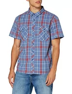 Koszule męskie - Brandit ROADSTAR koszula z krótkim rękawem, koszula rekreacyjna, w kratkę, męska koszula z drewnianym futerałem, niebieski-czerwony, XXL - miniaturka - grafika 1