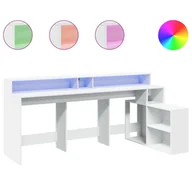 Biurka - vidaXL Biurko z podświetleniem LED, białe, 200x104x91 cm - miniaturka - grafika 1