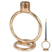 Świeczniki - Home Styling Collection Świecznik Na Długą Świeczkę Aluminiowy Złoty 15 Cm - miniaturka - grafika 1