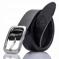 Paski - KLAMRA SREBRNA damski PASEK SKÓRZANY Gracio czarny - miniaturka - grafika 1