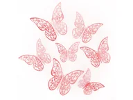 Dekoracje sali - Naklejki motylki koronkowe różowe złoto - 12 szt. - miniaturka - grafika 1