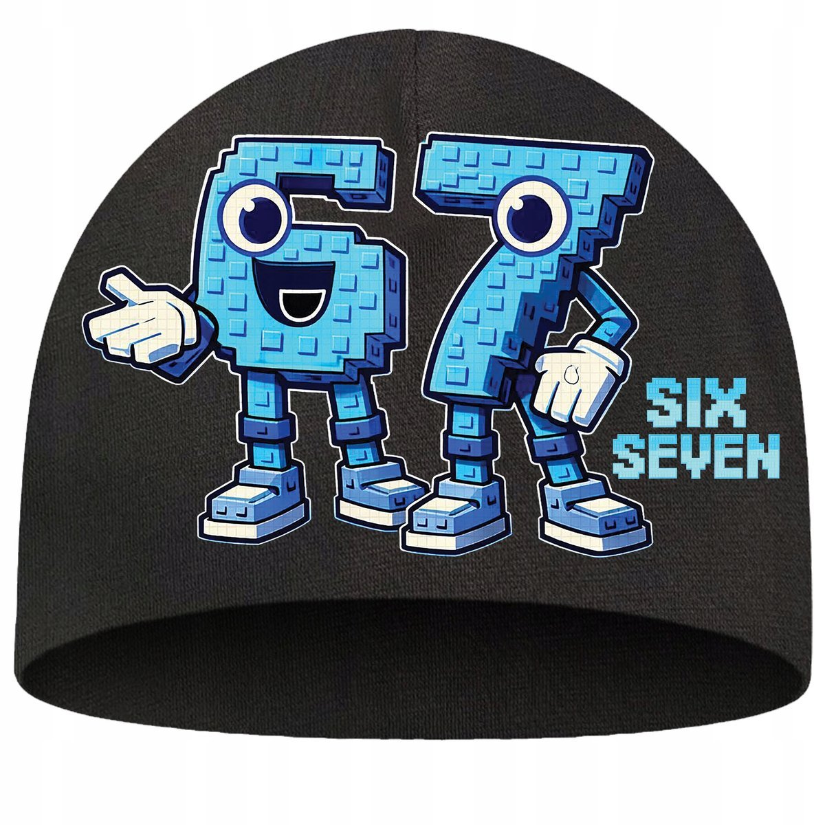 Czapka Bawełniana Przejściowa Dziecięca Six Seven 67 Brainrot Czarna