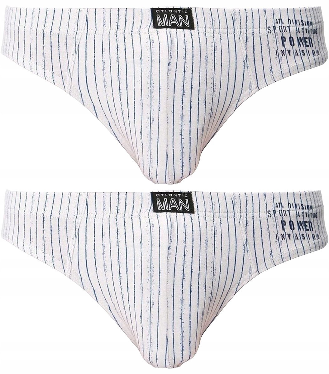 SLIPY MĘSKIE ATLANTIC MP1058 SPORT BAWEŁNA+ELASTAN SZARE W PASKI 2PAK XXL