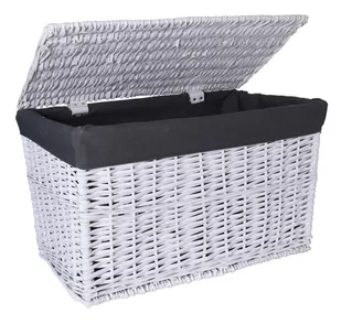 Kufer wiklinowy 76x46x46 cm - 160L - biało-szary - Kosze na bieliznę - miniaturka - grafika 1