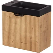 Szafki łazienkowe - Szafka łazienkowa wisząca z czarną umywalką dąb burlington 40 cm Fresco Gante - miniaturka - grafika 1