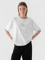 Koszulki sportowe damskie - Damski t-shirt z nadrukiem 4F 4FRAW24TTSHF2582 - biały - miniaturka - grafika 1