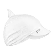 Czapki dla dzieci - Chustka muślinowa z daszkiem wiązana - śmietanka - miniaturka - grafika 1