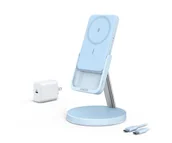 Ładowarki do telefonów - Anker PowerWave Mag-Go 2w1 5000mAh niebieska - miniaturka - grafika 1