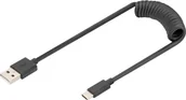 Kable - Kabel spiralny Digitus USB 2.0 Type-A to Type-C PD60W Max 1 m (4016032482543) - miniaturka - grafika 1