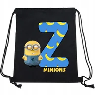 Plecaki worki - Worek Plecak Czarny MINIONKI LITERKA Z Do Szkoły Wzory - miniaturka - grafika 1