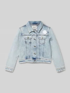 Kurtka jeansowa o kroju regular fit z efektem Garment Dye i kwiatową aplikacją - Kurtki i płaszcze dla dziewczynek - miniaturka - grafika 1
