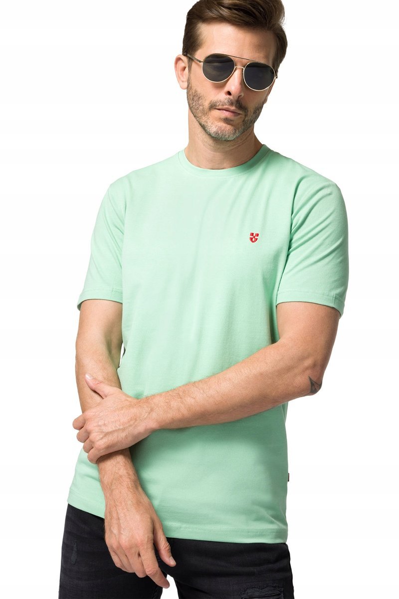 Koszulka T-shirt Męska Bawełniana Jasnozielona z Haftem Próchnik PM2 2XL
