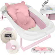 Wanienki dla dzieci - Iso Trade Wanienka składana z termometrem i poduszką pink 5902802921956 - miniaturka - grafika 1