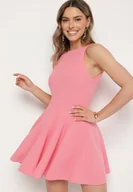 Sukienki - Różowa Rozkloszowana Sukienka z Wiskozą Milenissa - miniaturka - grafika 1