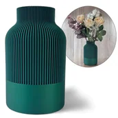 Wazony i flakony - Duży wazon na kwiaty nietłukący 20 cm Butelkowa zieleń Wazon boho solidny - miniaturka - grafika 1