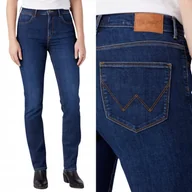 Spodnie damskie - Wrangler SLIM Kensington DOPASOWANE PROSTE WYSOKI STAN CIEMNY DżINS W27 L32 - miniaturka - grafika 1