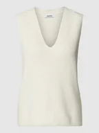 Koszulki i topy damskie - Top z dzianiny z dekoltem w serek - miniaturka - grafika 1