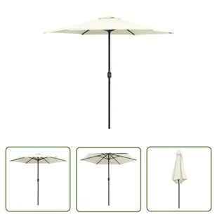 The Living Store Parasol ogrodowy na aluminiowym słupku - 270x246 cm - piaskowy - Parasol Ogrodowy - Parasole ogrodowe - miniaturka - grafika 1