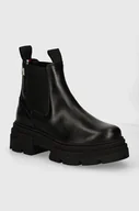 Botki damskie - Tommy Hilfiger sztyblety COMBAT LEATHER LOW CHELSEA damskie kolor czarny na platformie FW0FW08089 - miniaturka - grafika 1