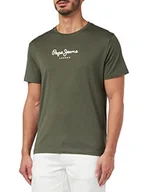 Koszulki męskie - Pepe Jeans Koszulka męska Edward, Zielony (oliwkowy), XS - miniaturka - grafika 1