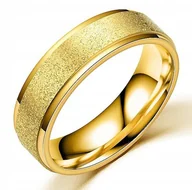 Pierścionki - ZŁOTY PIERŚCIONEK OBRĄCZKA ŚLUBNA STAL 316L r.19 - miniaturka - grafika 1