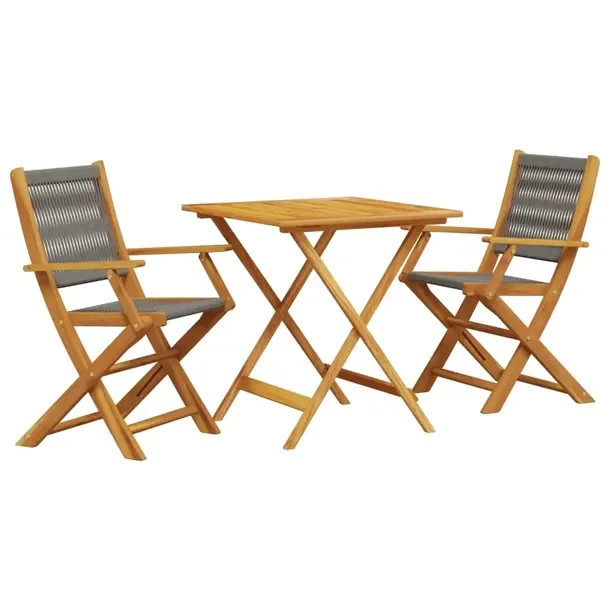 Zestaw mebli bistro z litego drewna akacjowego, stół 70x70x75 cm, krzesł