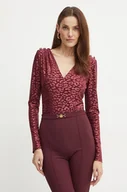 Body - Guess body ELIZABETH damskie kolor bordowy wzorzysta W4BP52 KCGJ2 - miniaturka - grafika 1