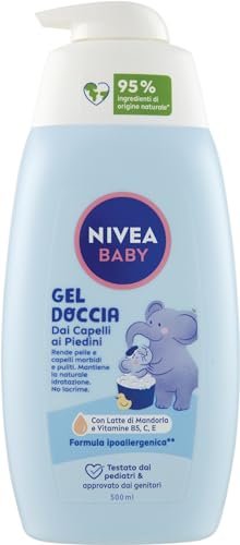 NIVEA Żel pod prysznic BABY 500 ml, żel pod prysznic dla dzieci do miękkiej i czystej skóry i włosów, żel pod prysznic dla niemowląt z ochroną przed łzami, nawilżający i zmiękczający szampon dla