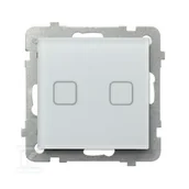 Wyłączniki światła i elektryczne - Łącznik dotykowy dwugrupowy świecznikowy z podświetleniem + wi-fi, białe szkło szronione SONATA, ŁPDT-2RS/m/78 - miniaturka - grafika 1