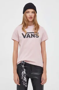 Vans t-shirt bawełniany damski kolor różowy - Koszulki sportowe damskie - miniaturka - grafika 1