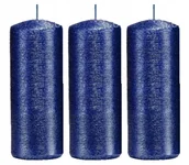 Świece - Świece ozdobne granatowe walec kokon 10/4 zestaw 3 - miniaturka - grafika 1