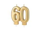 Urodziny dziecka - Świeczka na 60-tkę złota - 7,7 cm - 1 szt. - miniaturka - grafika 1