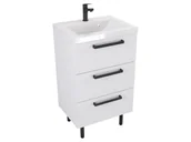 Szafki łazienkowe - Szafka Stojąca Z Umywalką ATH 50 cm - Biały Mat - Uchwyty Czarne Matowe - miniaturka - grafika 1